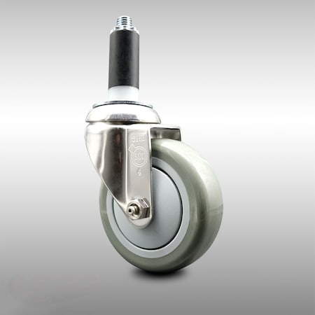 Service Caster 4 Inch 316SS Gray Polyurethane Wheel Swivel 1-1/8 Inch Expanding Stem Caster SCC-SS316EX20S414-PPUB-118